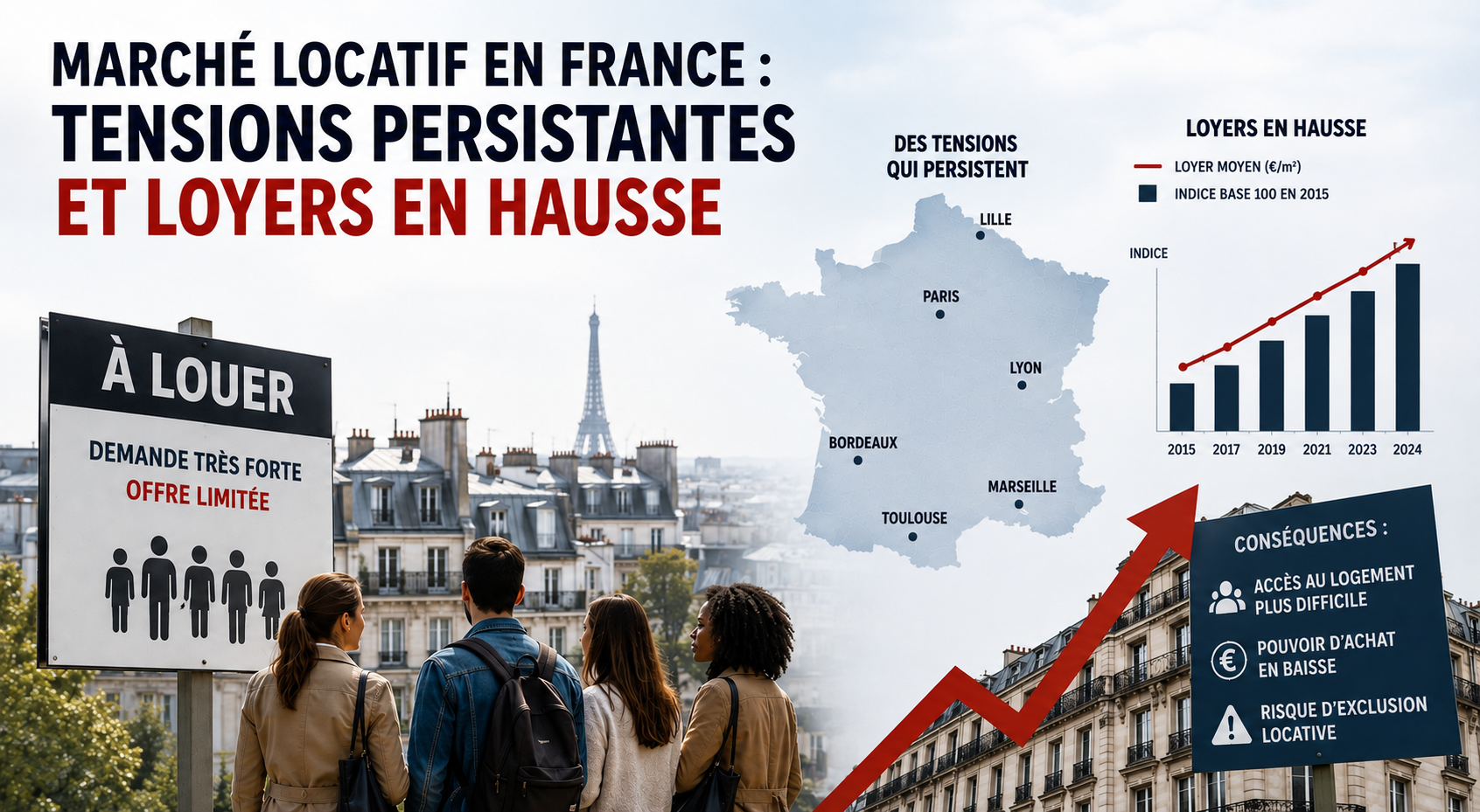 Marché locatif en France : tensions persistantes et loyers en hausse
